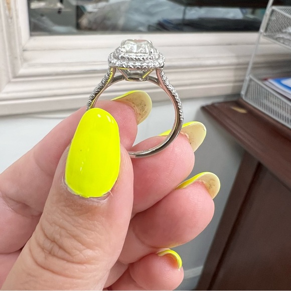 Tiffany & Co. Soleste Cushion-Cut  Double Halo Ring w/ a Diamond Platinum Band - Picture 7 of 14